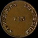 Jeton de Vin 1856 de l'Association Alimentaire de la Ville de Dole (39100 - Jura) - revers