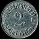 Jeton de 2 francs de l'Asile Départemental de Saint-Ylié à Dole (39100 - Jura) - avers