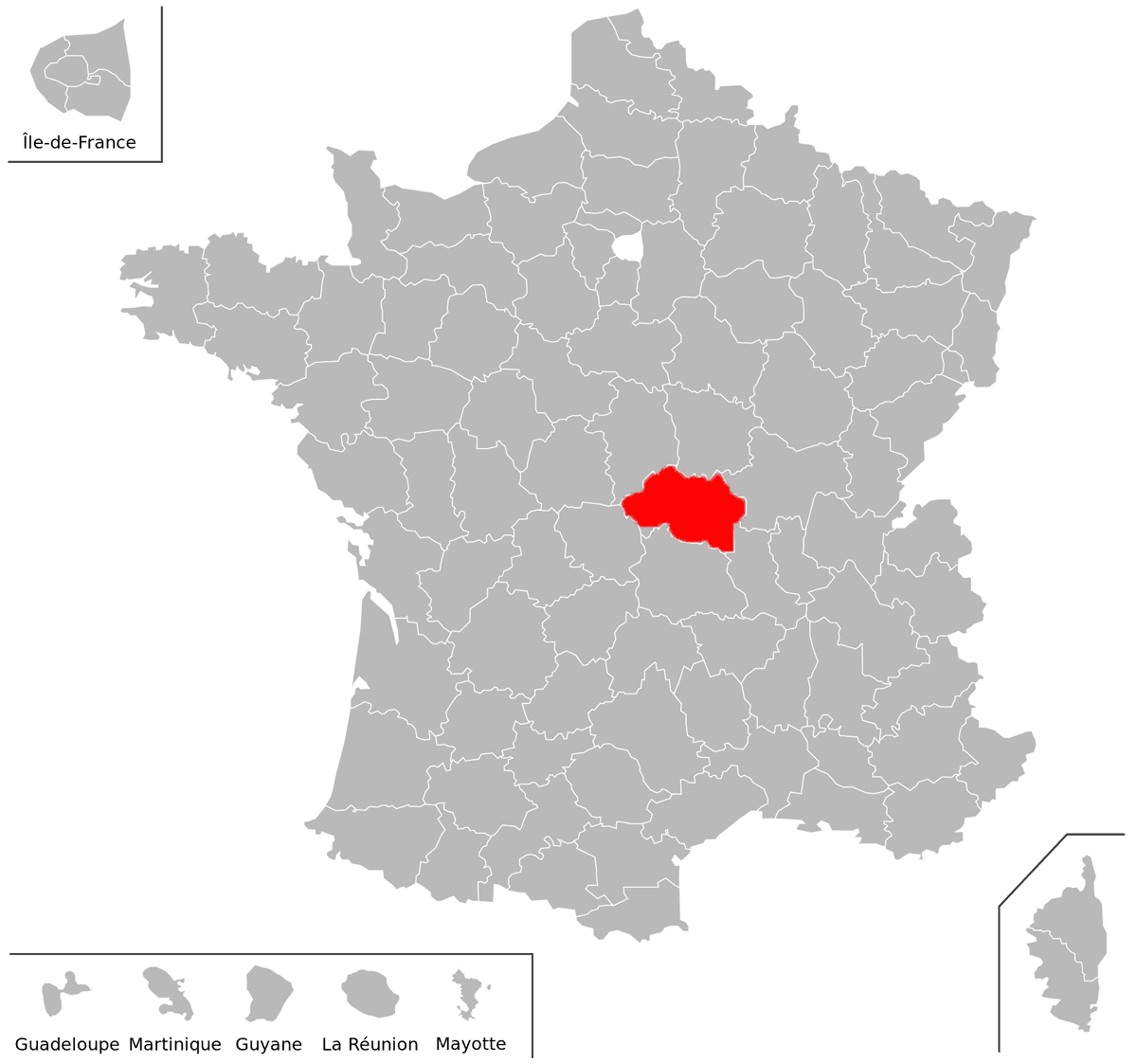 Emplacement du département de l'Allier (03) en grand format