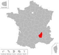 Emplacement du département de l'Ardèche (07) en petit format