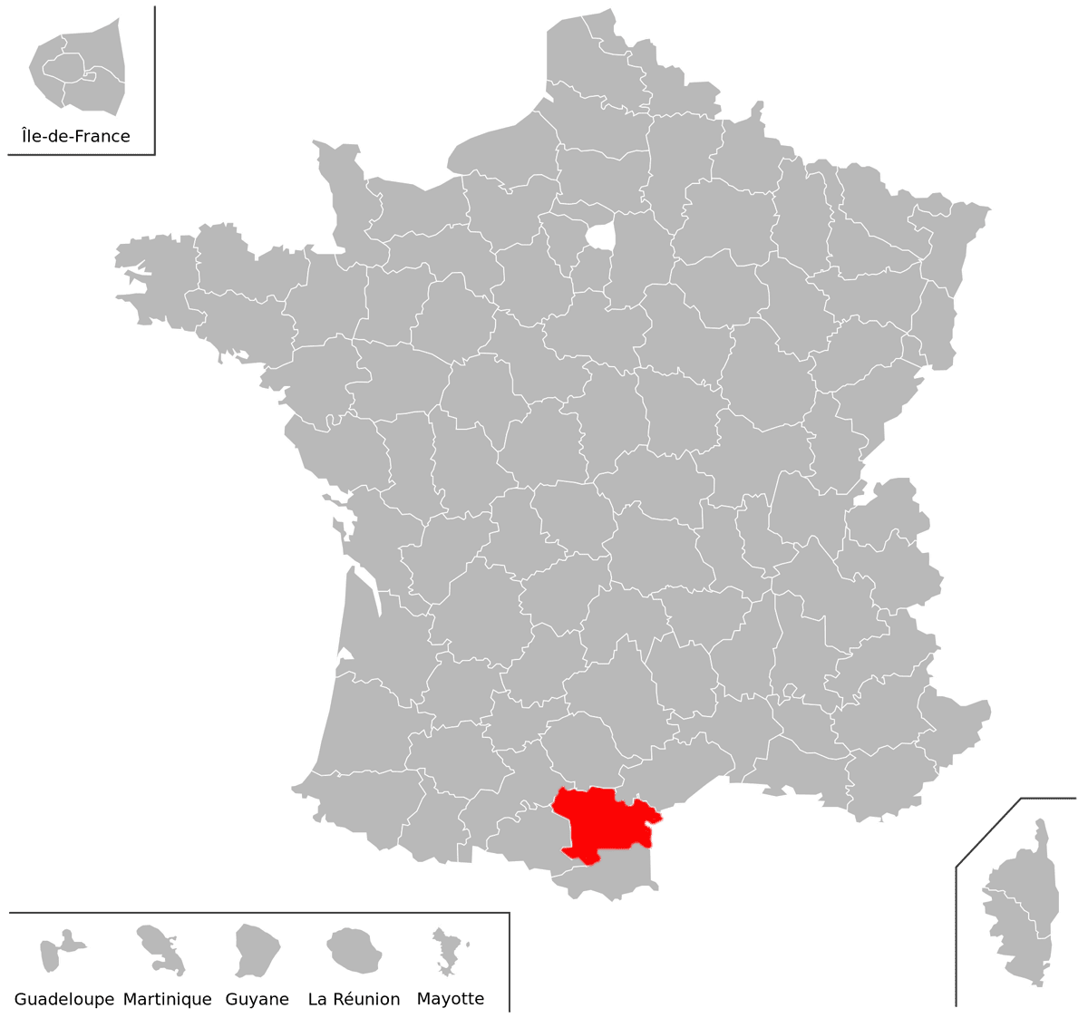 Emplacement du département de l'Aude (11) en grand format