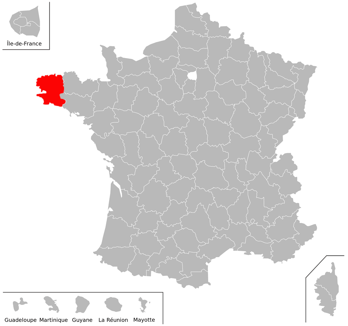 Emplacement du département du Finistère (29) en grand format