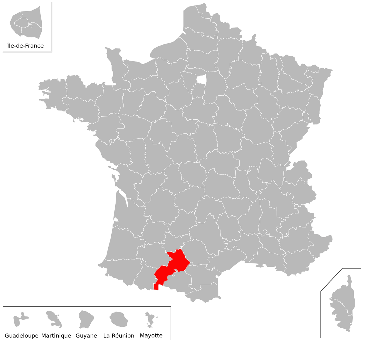 Emplacement du département de Haute-Garonne (31) en grand format