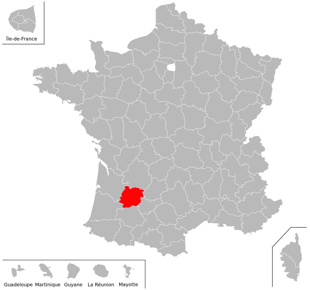 Emplacement du département du Lot-et-Garonne (47) en grand format