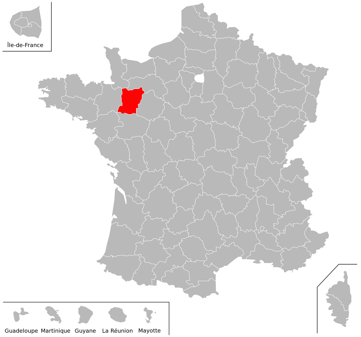 Emplacement du département de la Mayenne (53) en grand format