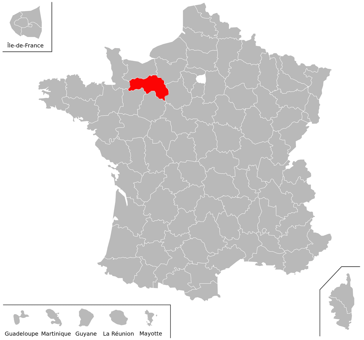 Emplacement du d�partement de l'Orne (61) en grand format