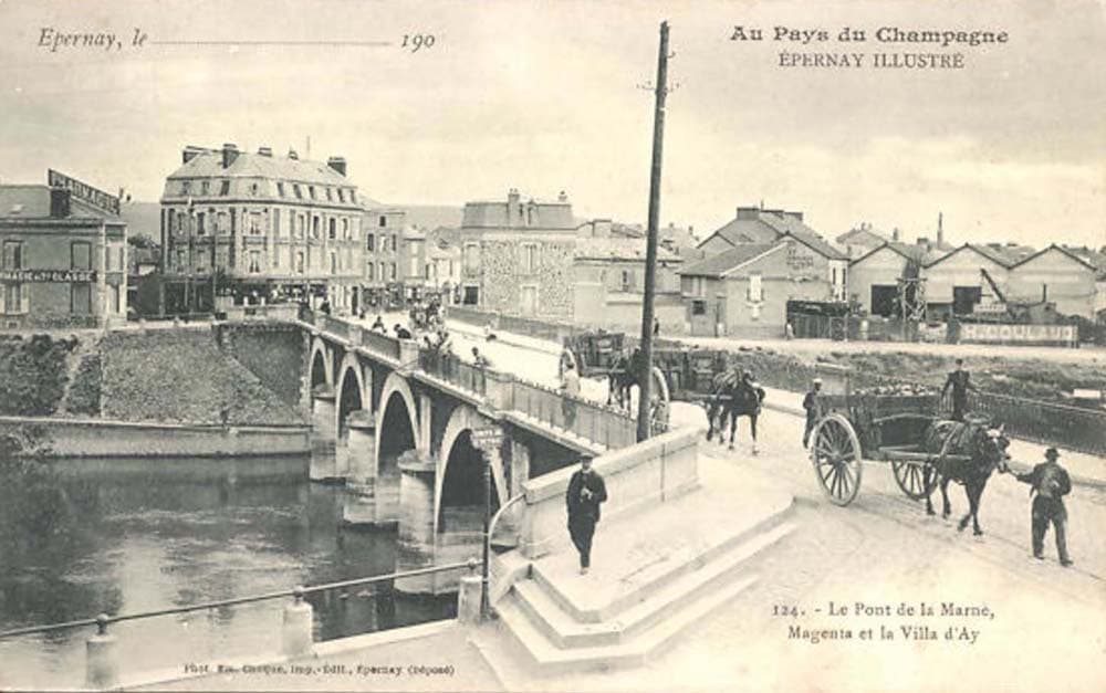 Epernay (51200 - Marne) - Au Pays du Champagne - Epernay illustré - Le Pont de la Marne, Magenta et la Villa d'Ay