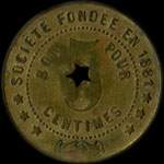 Jeton de 5 centimes avec étoile de la Société de Consommation de l'Est à Epernay (51200 - Marne) - revers