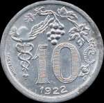 Jeton de 10 centimes 1922 aluminium de l'Union des Commerçants Détaillants d'Epernay (51200 - Marne) - revers
