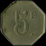Jeton de 5 francs de la Soci�t� de Consommation des Employ�s de la Compagnie de l'Est � Epinal (88000 - Vosges) - revers