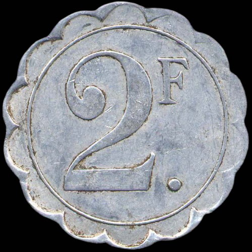 Jeton de 2 francs du D�p�t de Prisonniers de Guerre d'Etampes (91150 - Essonne) - revers