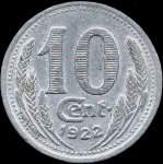 Jeton de 10 centimes 1922 de la Chambre de Commerce d'Eure-et-Loir (28 - D�partement) - revers