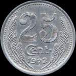 Jeton de 25 centimes 1922 de la Chambre de Commerce d'Eure-et-Loir (28 - D�partement) - revers
