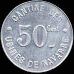 Jeton de 50 centimes de la Cantine des Usines de Navarre à Evreux (27000 - Eure) - avers