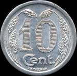 Jeton de 10 centimes 1921 de la Chambre de Commerce d'Evreux (27000 - Eure) - revers