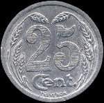 Jeton de 25 centimes 1921 de la Chambre de Commerce d'Evreux (27000 - Eure) - revers