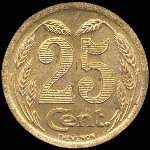 Jeton de 25 centimes 1921 laiton (pièce d'essai) de la Chambre de Commerce d'Evreux (27000 - Eure) - revers