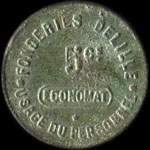 Jeton de 5 centimes des Fonderies Delille - Economat à Evreux (27000 - Eure) - avers