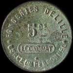 Jeton de 5 centimes des Fonderies Delille - Economat à Evreux (27000 - Eure) - revers