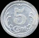 Jeton de 5 centimes 1922 de l'Union Commerciale et Industrielle de Falaise (14700 - Calvados) - revers