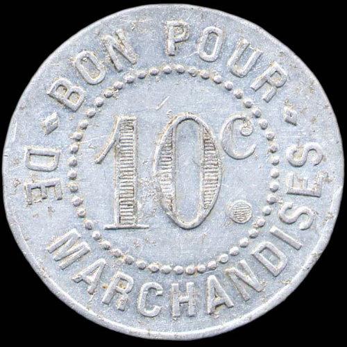 Jeton de 10 centimes type 1 de la Quincaillerie Cavallier � Feuqui�res (80210 - Somme) - revers