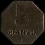Jeton de 5 centimes de la Soci�t� Coop�rative des Forges de Flize (08160 - Ardennes) - revers