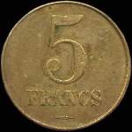 Jeton de 5 francs de la Soci�t� Coop�rative des Forges de Flize (08160 - Ardennes) - revers
