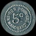 Jeton de 5 centimes de Meulien - Boulanger � Fontaines (71150 - Sa�ne-et-Loire) - revers