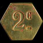 Jeton de 2 centimes de Doussin & Cie � Foug�res (35300 - Ille-et-Vilaine) - revers