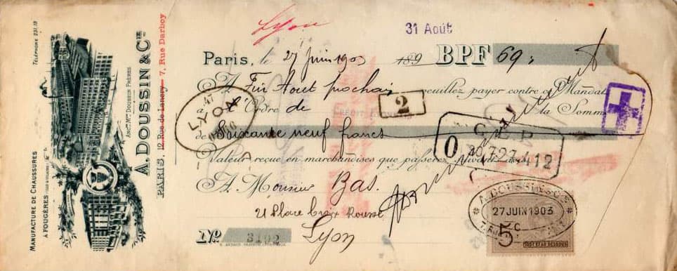 Lettre de change Doussin & Cie n� 2