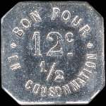Jeton de 12 &frac12; centimes du Caf� Durand Jean � la Fouillouse (42480 - Loire) - revers