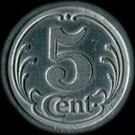 Jeton de 5 centimes 1922 de l'Union Commerciale et Industrielle de Frévent (62270 - Pas-de-Calais) - revers