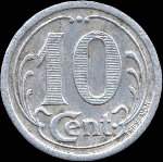 Jeton de 10 centimes 1922 de l'Union Commerciale et Industrielle de Frévent (62270 - Pas-de-Calais) - revers