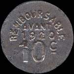 Jeton de 10 centimes 1917 de l'Union Fumeloise à Fumel (47500 - Lot-et-Garonne) - revers