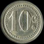 Jeton de 10 centimes (chiffres striés de 10 mm, C = 3 mm et grénetis de 16,5 mm) de la Pharmacie Mourgues à Ganges (34190 - Hérault) - revers