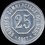 Jeton de 25 centimes 1917 des Groupes Commerciaux du Gard (30 - Département) - revers