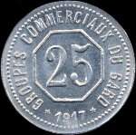 Jeton de 25 centimes 1917 des Groupes Commerciaux du Gard (30 - D�partement) - revers