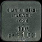 Jeton de pacage de 10 francs 1928 de la Grande Bri�re (Loire-Atlantique) - avers