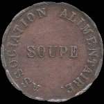 Jeton de Soupe 1850 de la Ville de Grenoble - Association Alimentaire à Grenoble (38000 - Isère) - revers