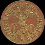 Jeton de 50 centimes de la Laiterie Coopérative du Haut-Var à Guillaumes (06470 - Alpes-Maritimes) - avers