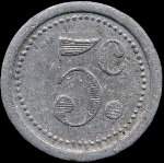 Jeton de 5 centimes 1921 de l'Union Commerciale de Guise (02120 - Aisne) - revers