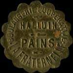 Jeton de 1 pains en laiton rond lob� de la Boulangerie Coop�rative la Fraternelle � Halluin (59250 - Nord) - avers