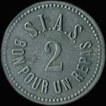 Jeton bon pour un repas de S.I.A.S. - 2 (Soci�t� Industrielle et Agricole de la Somme, ancienne sucrerie Bernot) � Ham (80400 - Somme) - avers