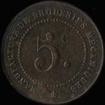 Jeton de 5 centimes de la Manufacture de Broderies M�caniques Julien Daltroff � Harly (02100 - Aisne) - revers