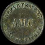 Jeton de 1 franc utilis� lors de la construction de la Route des Molli�re par A. M. C en Haute-Savoie (d�partement) - avers