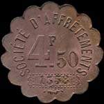 Jeton de 4,50 francs n° 1358 de la Société d'Affrètements au Havre (76550 - Seine-Maritime) - avers