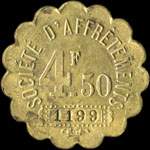 Jeton de 4,50 francs n° 1199 de la Société d'Affrètements au Havre (76550 - Seine-Maritime) - avers