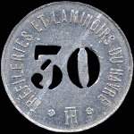 Jeton de 30 centimes avec valeur découpée des Tréfileries et Laminoirs du Havre (76550 - Seine-Maritime) - revers