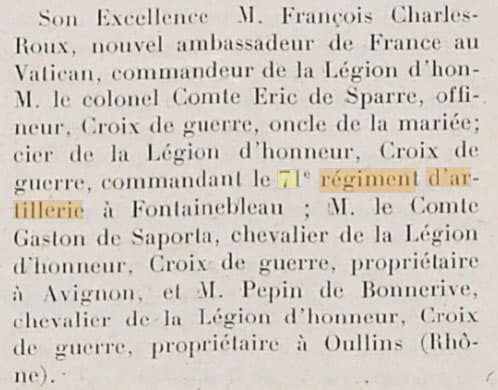Plus tard nous allons bien retrouver notre régiment à Fontainebleau. Un exemple dans Les Tablettes d'Avignon et de Provence du 12 juin 1932