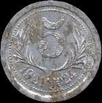 Jeton de 5 centimes 1921-1924 des Chambres de Commerce de l'Hérault (34 - Département) - revers